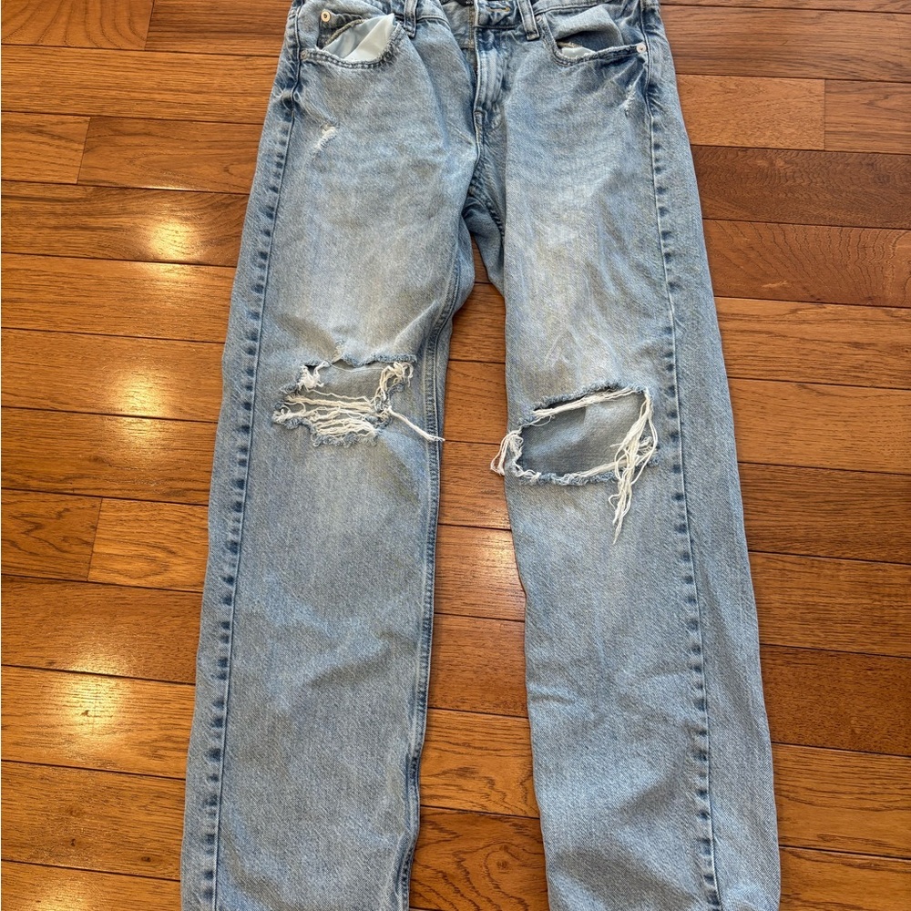 Aeropostale Women’s Low Rise 90’s Baggy Light Blue Distressed Jeans size 6 reg